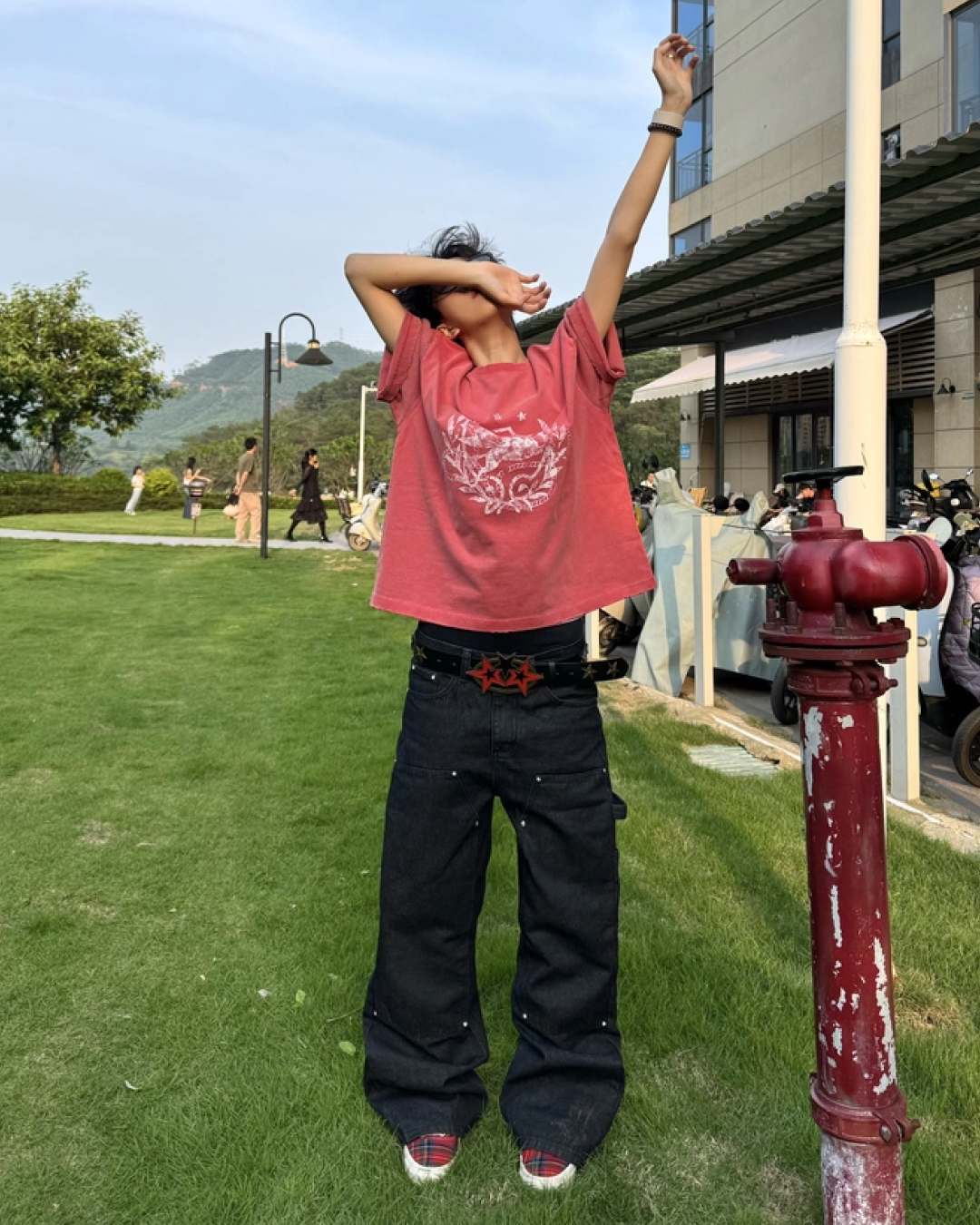 センターデザイン短丈Tシャツ FM0076