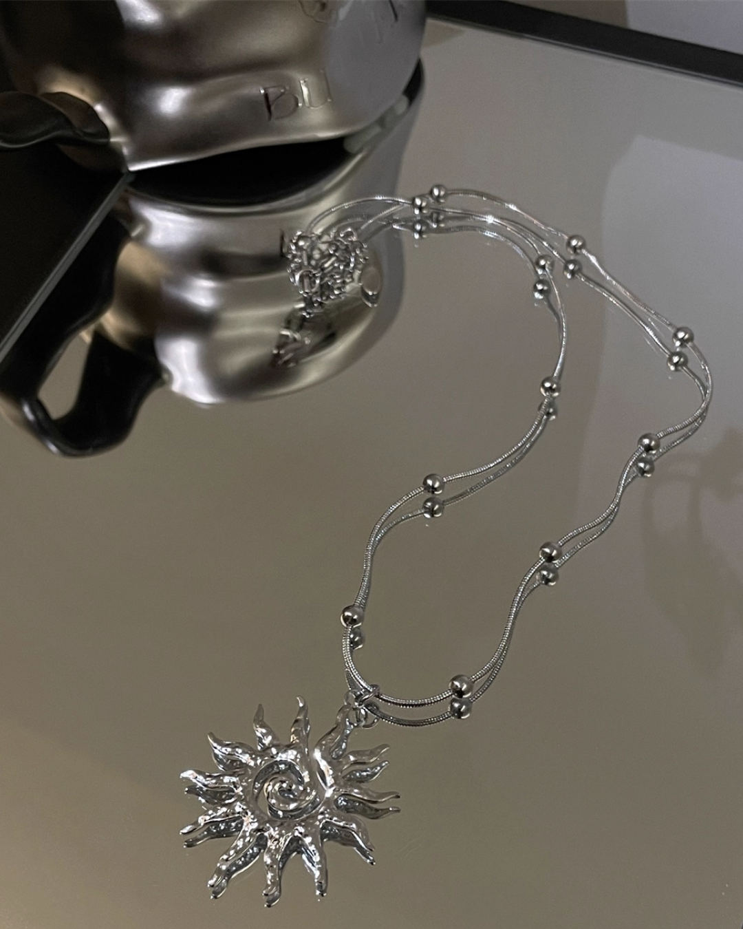シルバーサンモチーフネックレス L0101