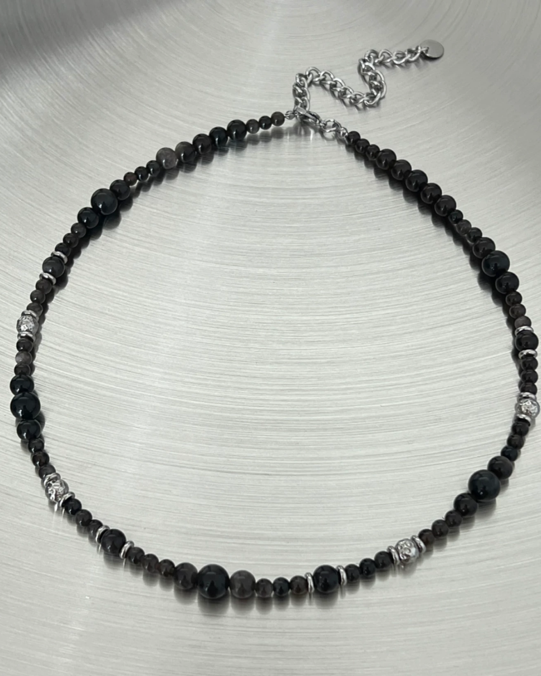 ブラックボールネックレス L0403