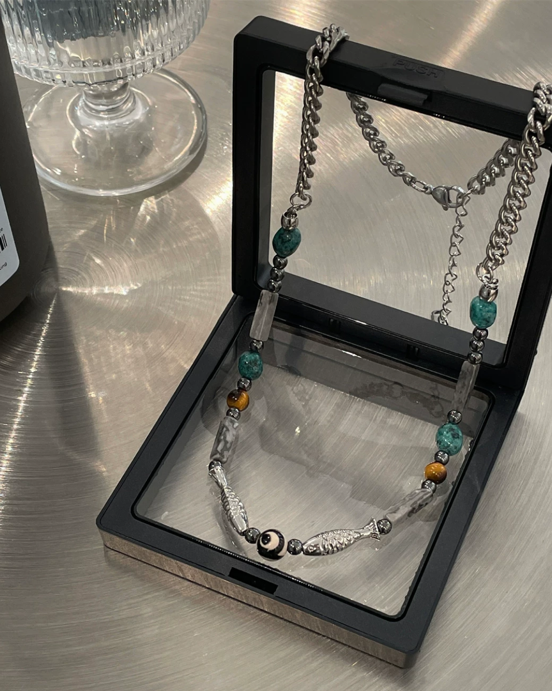 ムーンモチーフチャームネックレス L0517