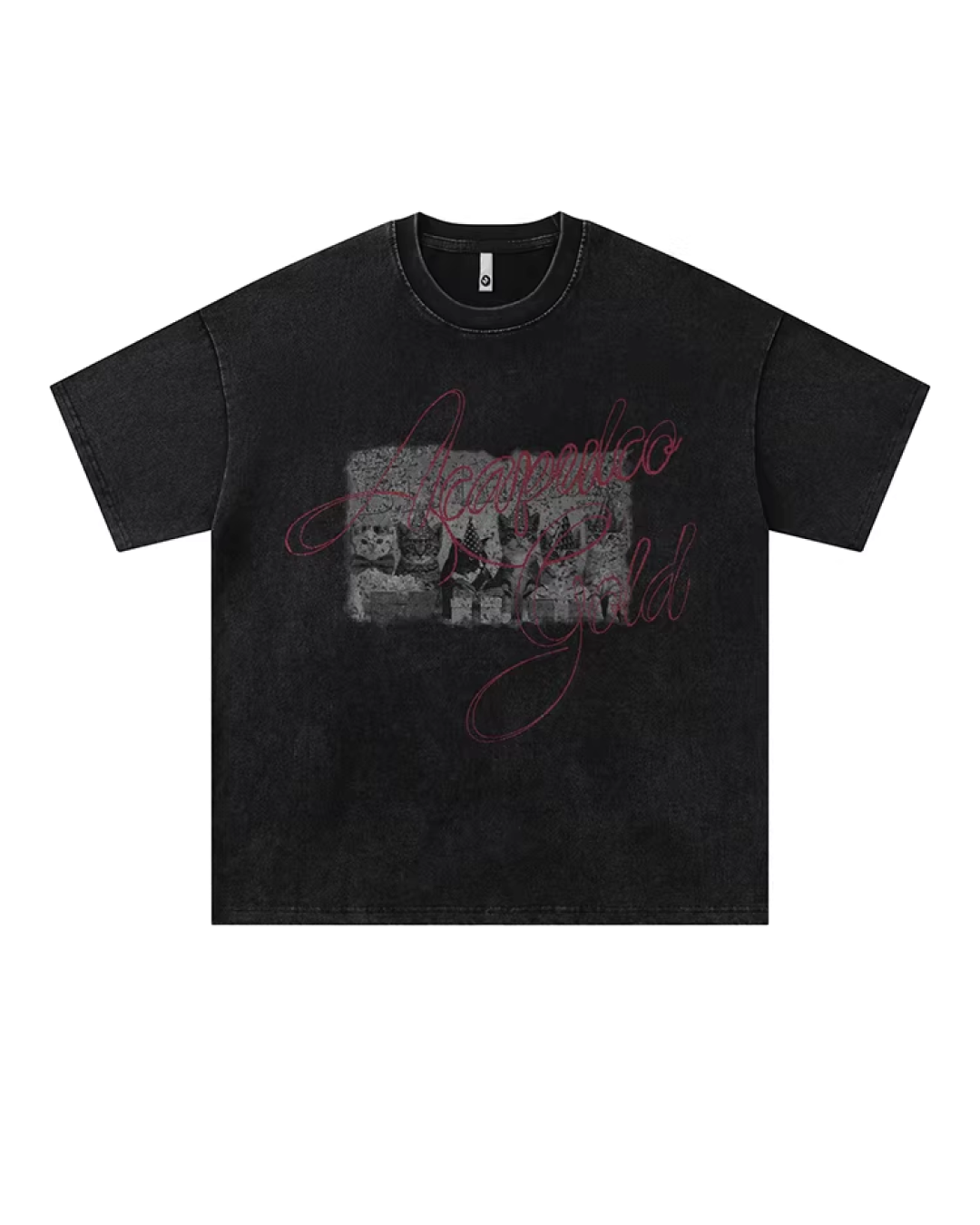 ウォッシュブラックプリントTシャツ　FM0003