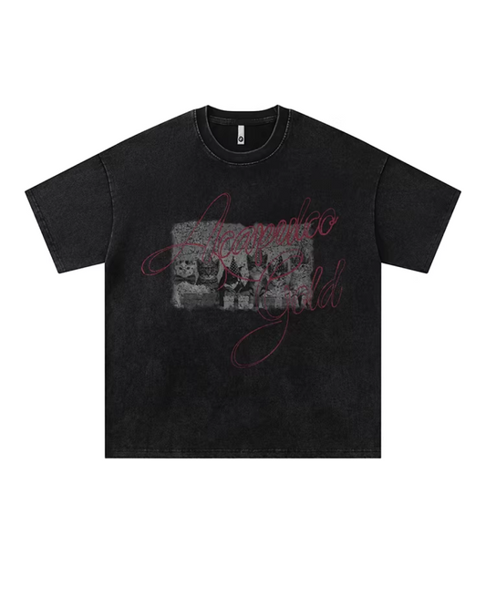 ウォッシュブラックプリントTシャツ　FM0003