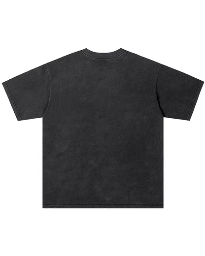ウォッシュスネークレタリングプリントTシャツ　FM0007