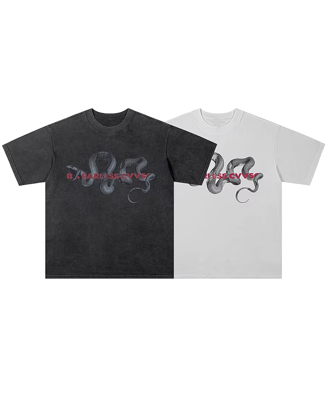 ウォッシュスネークレタリングプリントTシャツ　FM0007