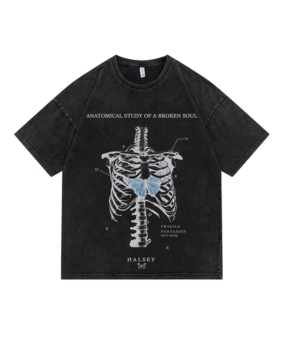 ウォッシュボーンプリントTシャツ　FM0008