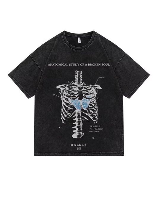 ウォッシュボーンプリントTシャツ　FM0008