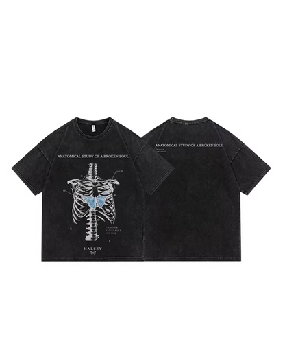 ウォッシュボーンプリントTシャツ　FM0008