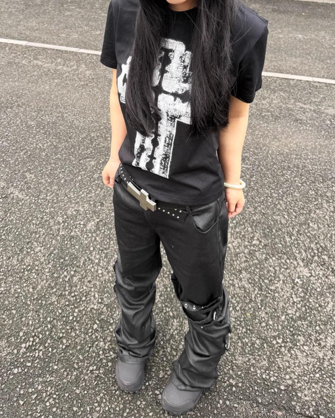 クロスレイヤーデザイン短丈Tシャツ　FM0019