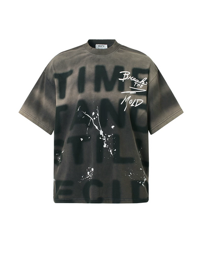 ビッグレタリングフェードデザインTシャツ　FM0045