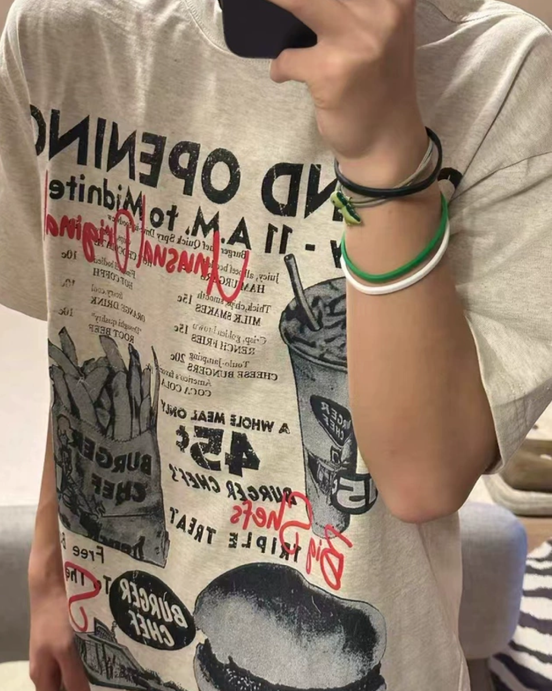 ハンバーガーデザインTシャツ　FM0046