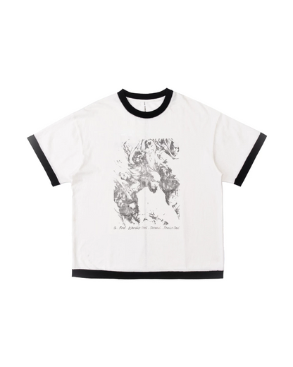 短丈リンガーモチーフデザインTシャツ　FM0055