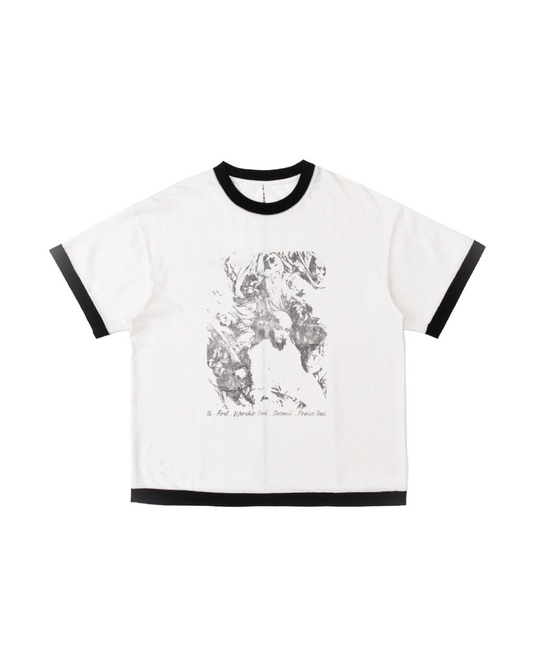 短丈リンガーモチーフデザインTシャツ　FM0055