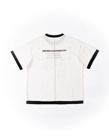 短丈リンガーモチーフデザインTシャツ　FM0055