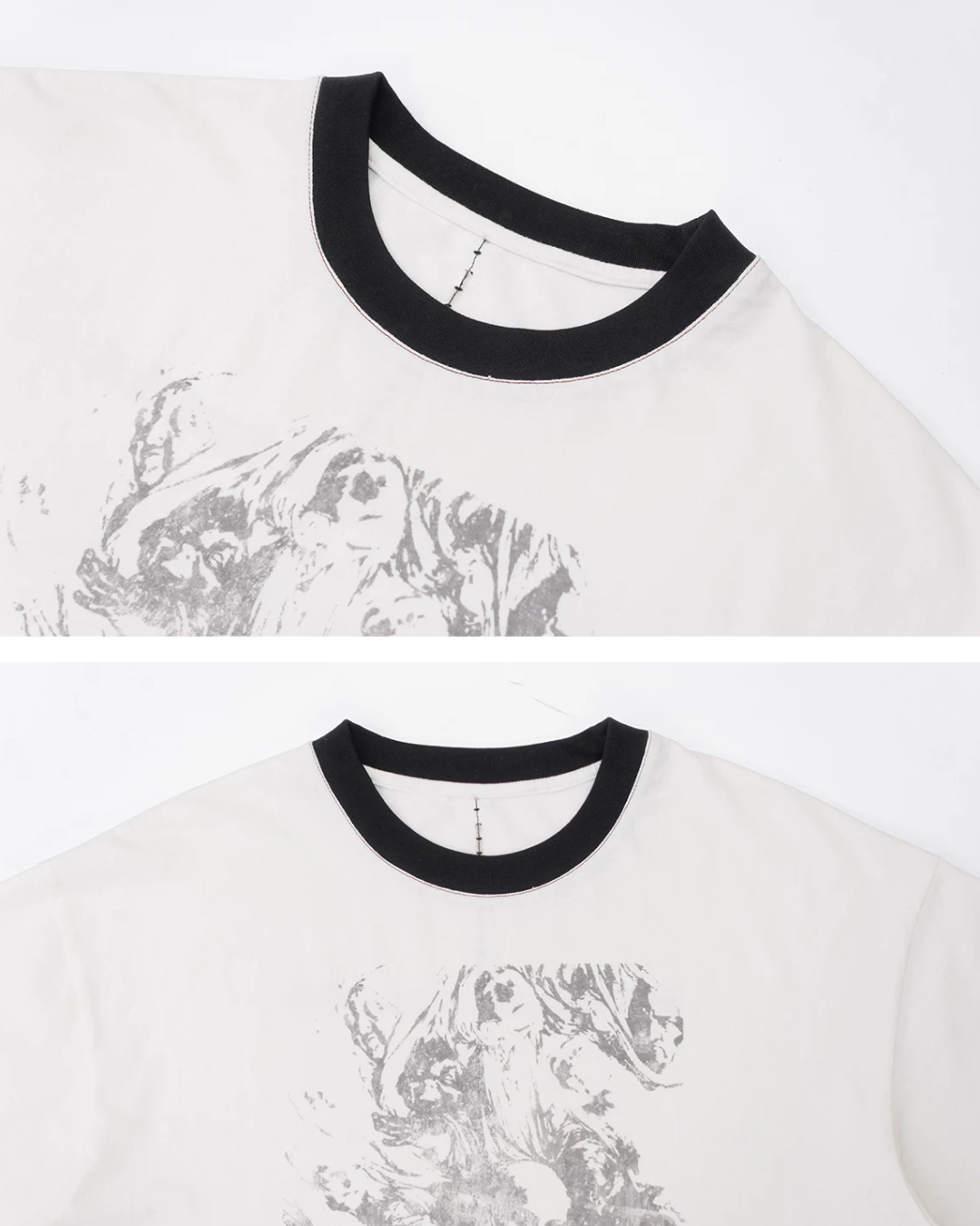 短丈リンガーモチーフデザインTシャツ　FM0055
