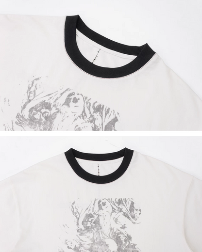 短丈リンガーモチーフデザインTシャツ　FM0055
