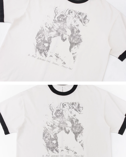 短丈リンガーモチーフデザインTシャツ　FM0055