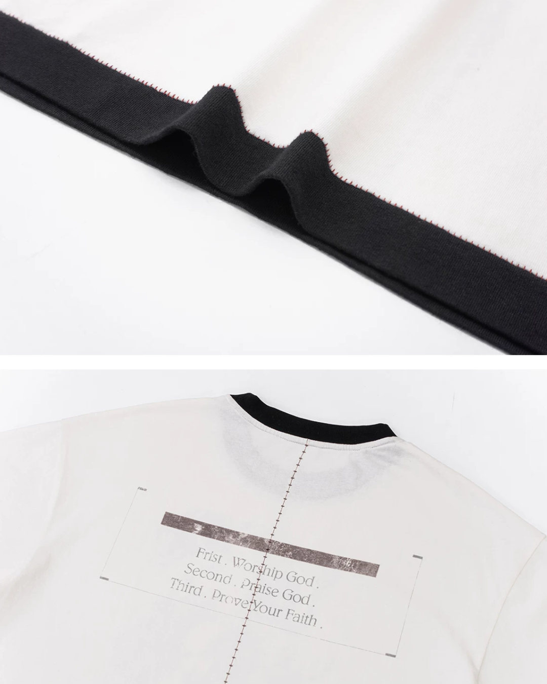 短丈リンガーモチーフデザインTシャツ　FM0055