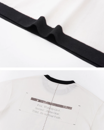 短丈リンガーモチーフデザインTシャツ　FM0055