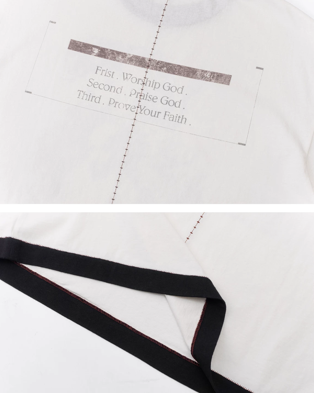 短丈リンガーモチーフデザインTシャツ　FM0055