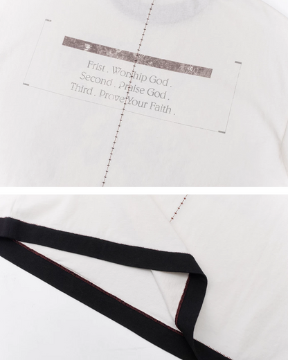 短丈リンガーモチーフデザインTシャツ　FM0055