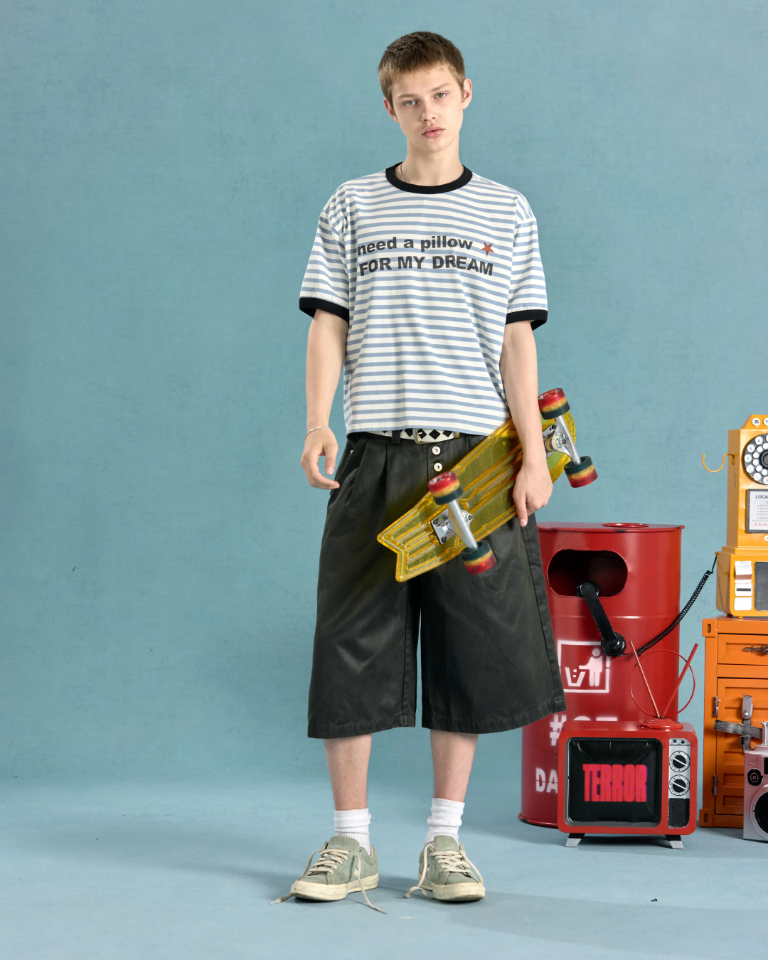 短丈リンガーボーダーTシャツ　FM0061