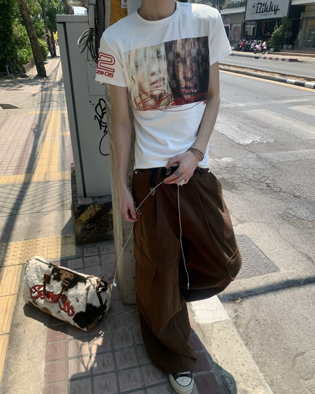 短丈モザイクピクチャーTシャツ　FM0064
