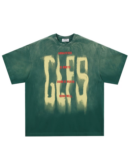 フェードビッグレタリングTシャツ　FM0068