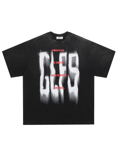 フェードビッグレタリングTシャツ　FM0068