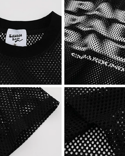 メッシュレタリングTシャツ　FM0069