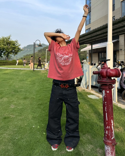 センターデザイン短丈Tシャツ　FM0076