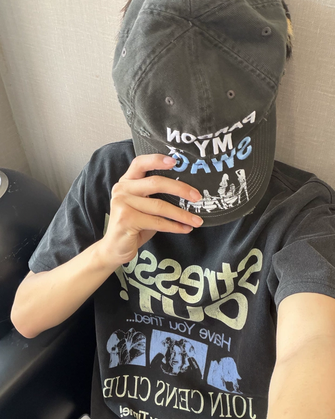 StressedOutデザイン短丈Tシャツ　FM0077