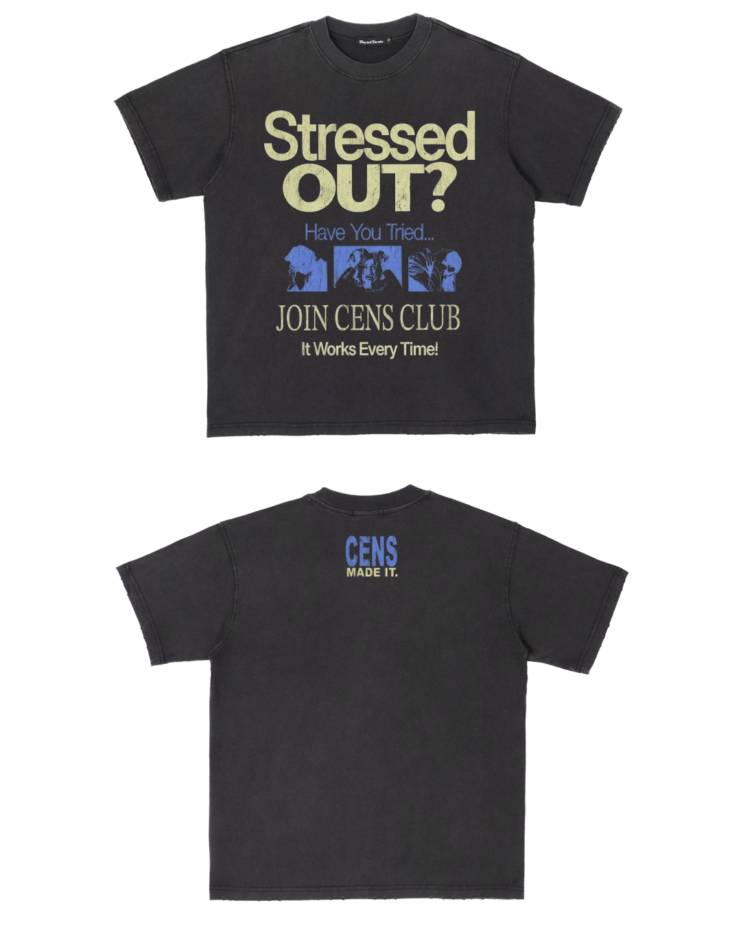 StressedOutデザイン短丈Tシャツ　FM0077