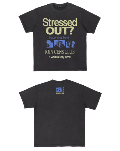 StressedOutデザイン短丈Tシャツ　FM0077