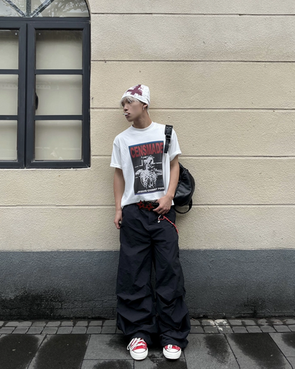 スクエアボーンデザイン短丈Tシャツ　FM0079