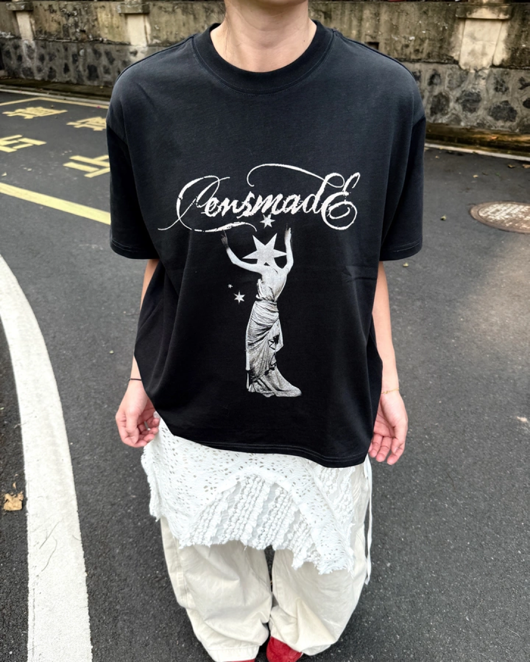 ドレスデザイン短丈Tシャツ　FM0080