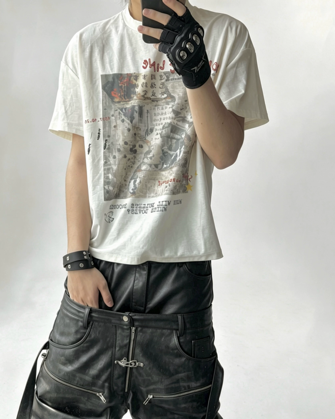 バックスターデザイン短丈Tシャツ　FM0084