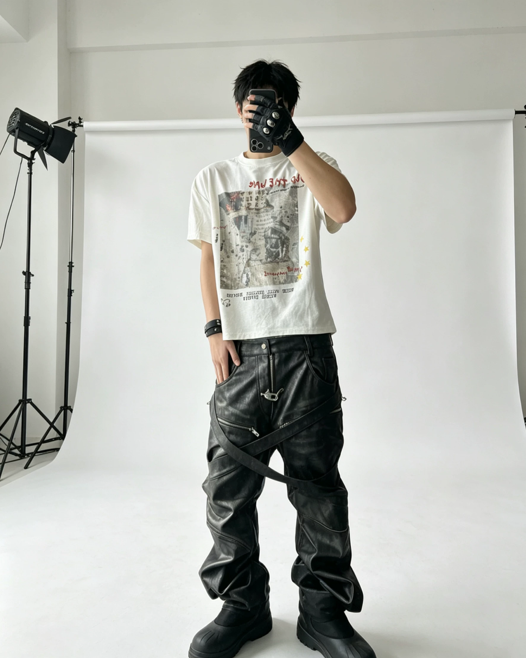 バックスターデザイン短丈Tシャツ　FM0084