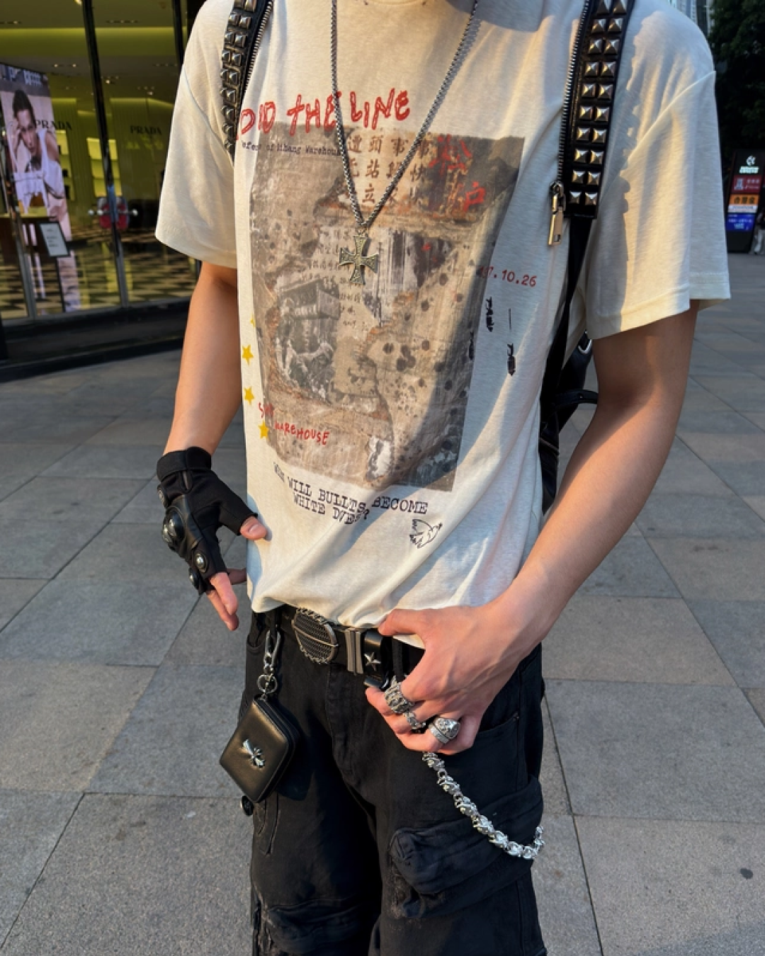 バックスターデザイン短丈Tシャツ　FM0084