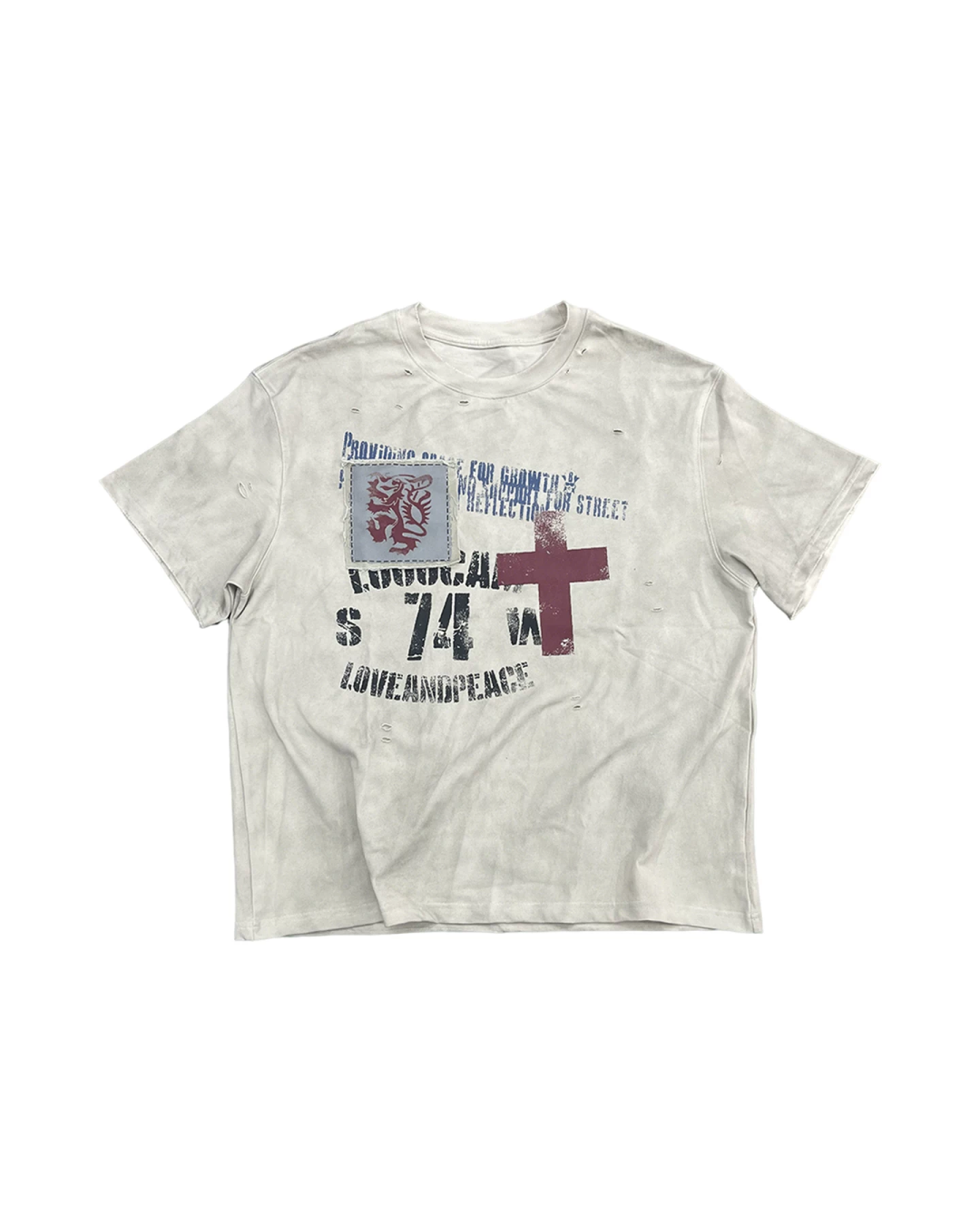 ダーティクロスレタリングデザイン短丈Tシャツ　FM0085