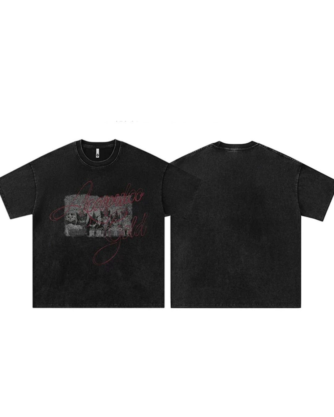 ウォッシュブラックプリントTシャツ　FM0094