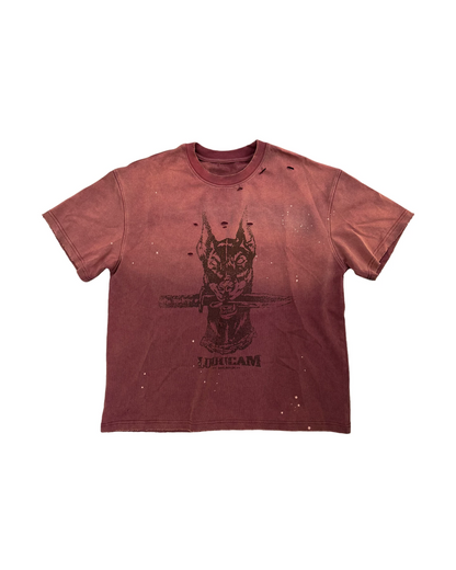 フェードレッドデザイン短丈Tシャツ FM0120