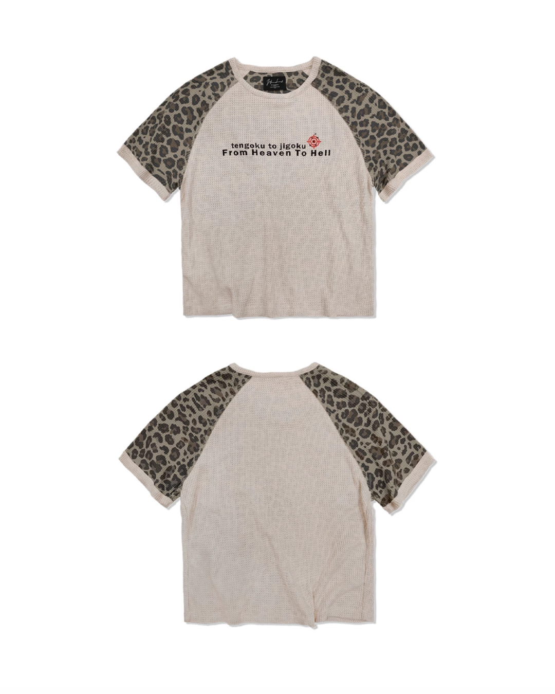 アニマルスリープワッフルデザイン短丈Tシャツ FM0122