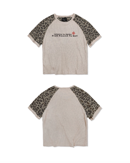 アニマルスリープワッフルデザイン短丈Tシャツ FM0122