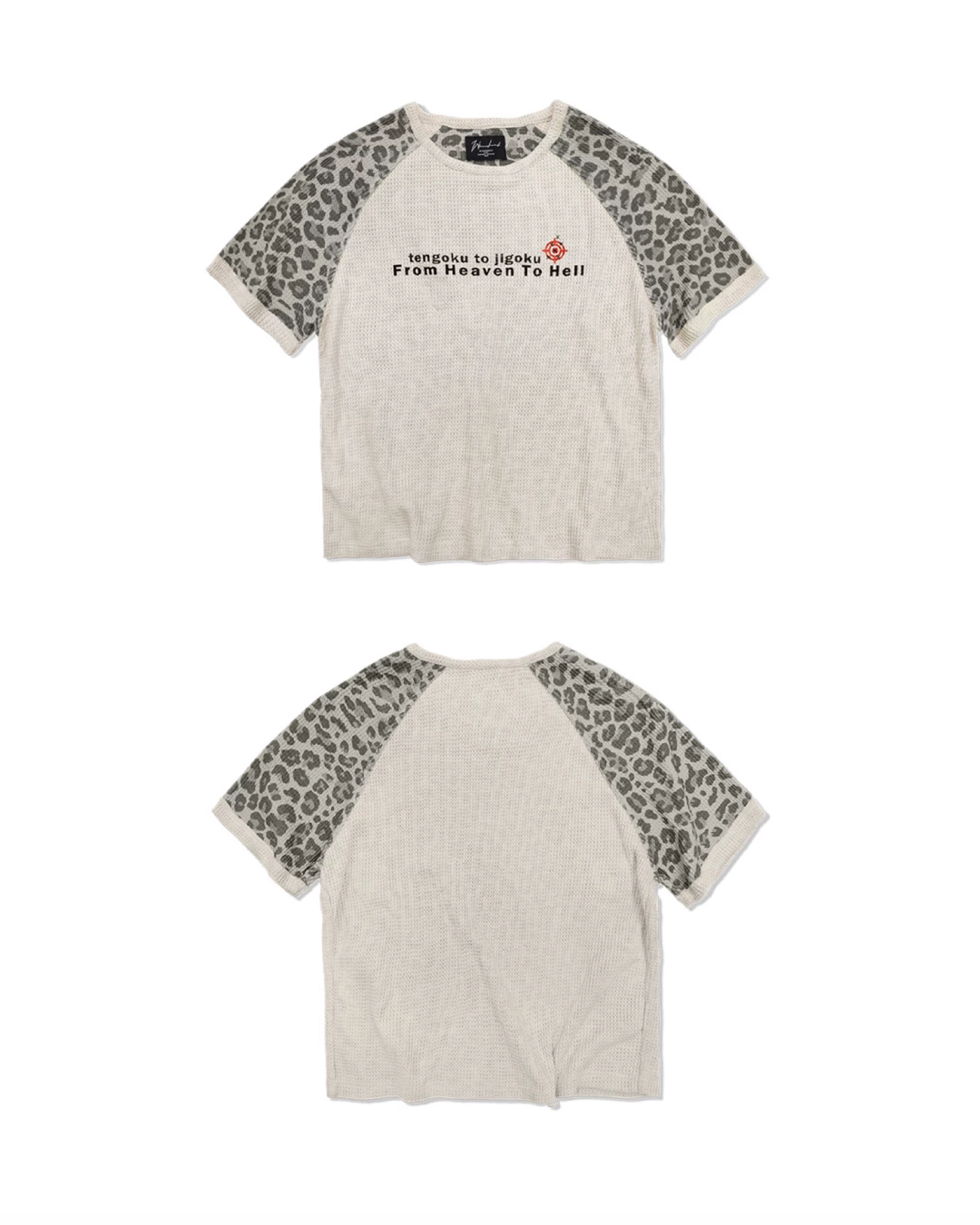 アニマルスリープワッフルデザイン短丈Tシャツ FM0122