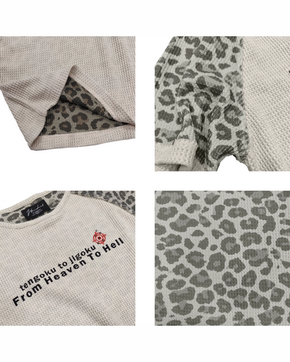 アニマルスリープワッフルデザイン短丈Tシャツ FM0122