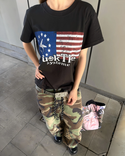 スターラインレタリング短丈Tシャツ FM0127
