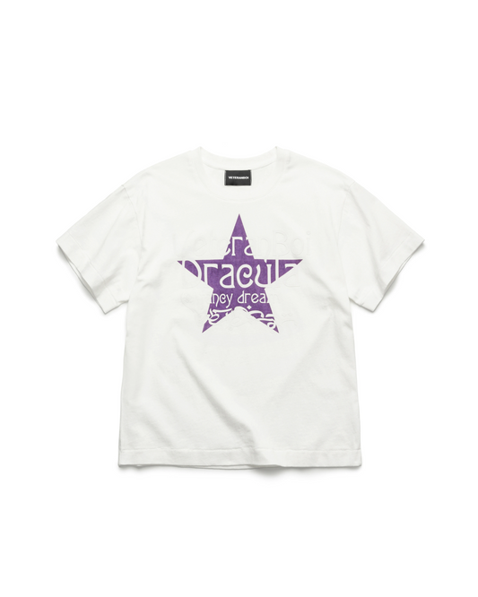 パープルスターレタリング短丈Tシャツ FM0128