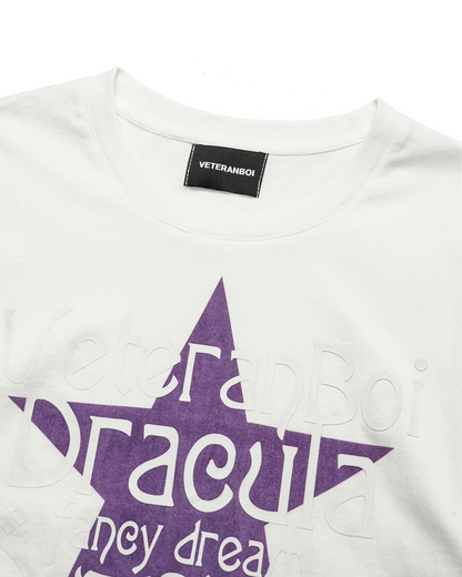 パープルスターレタリング短丈Tシャツ FM0128