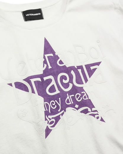 パープルスターレタリング短丈Tシャツ FM0128