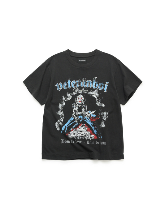 ダメージボーンデザイン短丈Tシャツ FM0130